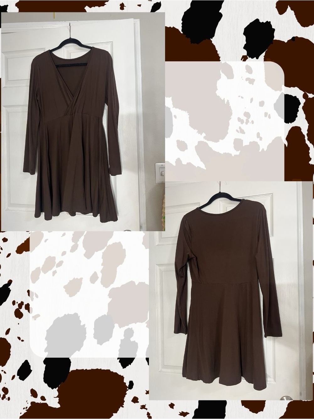 Brown Long Sleeve Dress